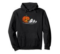 Scary Pumpkin Chasing Ghosts Halloween Spooky Design Pullover Hoodie