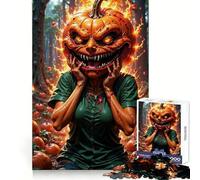 Scary Pumpkin Head in Forest 1000 Piece Jigsaws for Adults Puzzle Strengthen Memory Warm Time Clean Edge (38x52cm)