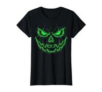 Scary Pumpkin Jack O Lantern Face Halloween Value Graphic T-Shirt, Women, Black, M