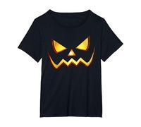 Scary Pumpkin JackoLantern Halloween Costume Men Women T-Shirt, Women's Plus, Black, 6X