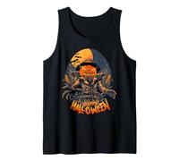 Scary Pumpkin Scarecrow Spooky Horror Halloween Graphic Tank Top