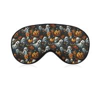 Scary Pumpkins Head Ghosts Skulls Halloween Sleep Mask Eye Masks Soft Blackout Eye Shade Cover Blindfold Eyeshade for Deep Rest Travel Nap