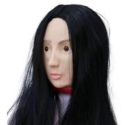 Scary Realistic Fake Head, Halloween Props with Long Hair Latex Hanging Scary Stuff Cut Off Head Halloween Decorations for Party Haunted House Prank Movie