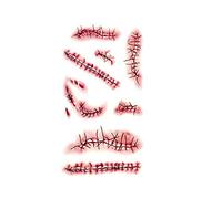 Scary Scary Scars Tattoo Sticker Halloween Masquerade Temporary Sticker for Face and Body (Red) Halloween Decoration (Color : S-263, Size : 10.5X6cm)