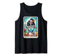 Scary Skeleton Woman Holding Knife Proceed with Caution Tank Top