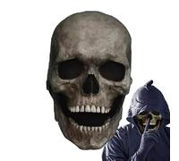 Scary Skull Face Cover - Realistic Skull , Full Face Headwear Movable Jaw Skeleton With Latex Construction For Comfortable Wearing | Halloween Party Costume Accessories For Cosplay Horror