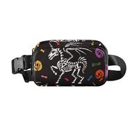 Scary Skull Happy Halloween Pegasus Horn Black Cute Waist Pack Crossbody Bag for Women Men Teens Mini Crossbody Passport Bag with Adjustable Strap for Shopping Sports Work, Multicolor, One Size,