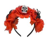 Scary Skull Headband For Kids Halloween Día De Muertos Flower Theme Parties Dark Skeleton Headband With Colorful Rose Halloween Headwear