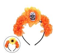 Scary Skull Headband For Kids Halloween Flower Theme Parties Dark Skeleton Headband With Colorful Rose Cosplay Headwear