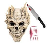 Scary Skull Mask for Men Halloween Skeleton Demon Full Head Mask Creepy Devil Latex Ghostface Realistic Cosplay Props