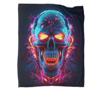 Scary Skulls Throw Blanket Fleece Flannel Throw Blankets for Kids Baby Shower Neon Skeleton Couch Sofa Bedroom Nursery Bed Decorative Throws Blankets 50x60inch(127x152cm)