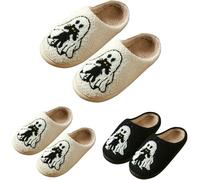 Scary Slippers Ghost Face Slippers Funny Halloween Slipper Unisex Adult Slipper Comfy Bedroom Shoes Slip On Mule Sliders For Couple Winter Warm Sliders For Women Men Cute House Shoes