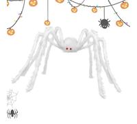 Scary Spider Decoration - Halloween Web Accessory, Outdoor Large | Black Hairy Potentiable Creepy Spider Figure, Haunted House Display for Balcony Steps Gate Window Path Corners