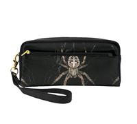 Scary Spider Double-Sided Printed Leather Portable Makeup Pouch-Multi-Purpose Cosmetic Bag, Pencil Case and Organizer for Women