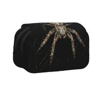 Scary Spider Flip-Top Double-Layer Pencil Case,Large Capacity (Holds 50 Pens/Pencis),Full-Print Durable Polyester School Office Supplies