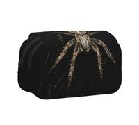 Scary Spider Flip-Top Double-Layer Pencil Case,Large Capacity (Holds 50 Pens/Pencis),Full-Print Durable Polyester School Office Supplies