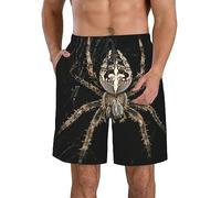 Scary Spider Men's Casual Beachwear Men's Quick Drying Shorts Men's Elastic Swimming Trunks, White, X-Large