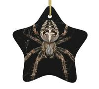 Scary Spider Pattern Ceramic Pendants, Star-Shaped Christmas Tree Decorations, Personalized Christmas Ornaments