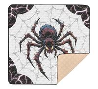 Scary Spider with Web and Lightning Illustration Large Non-Slip Baby Play Mat for Floor Comfortable Playroom Activity Mat for Babies Infants Toddlers, 50'' x 50''
