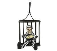 Scary Talking Prisoner with Motion Sensor and Red-eyes Screaming Animated Halloween Decorations, Animatronics Pranks, Halloween Decor Props Pranks for Kids Adults No Battery