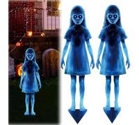 Scary Twins Halloween Yard Signs Stakes, 16 inch Horror Twin Girls Garden Stake Iron Waterproof Scary Zombie Lawn Sign for Outdoor Trick-or-Treating Party Supplies Graves Cemetery Decor