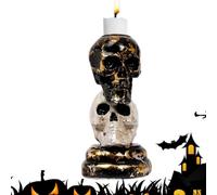 Scary Two Tone Halloween Skull Candle Holder