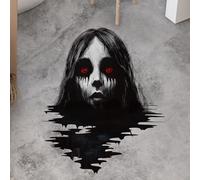 Scary Wall Decals, 3D Halloween Floor Window Sticker Horror Red Eye Long Hair Female Ghost Wall Floor Office Sticker Scary Removable House Decorations Inside Supplies Stuff for Home Party Door Decor