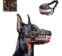 Scary Werewolf Dog Muzzle with Large Teeth, For All Dog Sizes，7：Red | Monster/Funny/Terror Dog Teeth Muzzle for Dogs, Hellhound Muzzle, Beast Dog Muzzle, Halloween Costume, Novelty Design