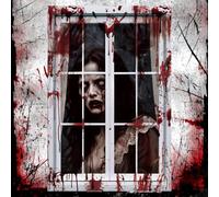 Scary Window Decorations, Halloween Decorations Indoor, HD Print Home Curtains with Blood Silhouette, Halloween Ghost Curtain for Window Door Cover, Party Decors