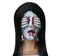 Scary Woman Headwear Long Hair Scary Woman Headpiece Halloween Party Cosplays Costume Creepier Headgear Head Horror Prop Creepier Party Cosplays Costume Headwear Prop Women Head Gear Scary Crying With