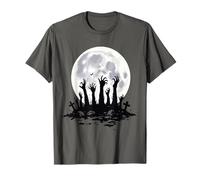 Scary Zombie Hands Full Moon Horror Halloween Spooky Season T-Shirt