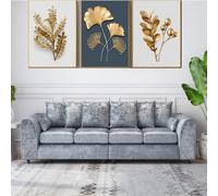 (Scatter Back, Silver) Aurora Crushed Velvet 4 Seater 2 Corner Sofa