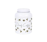 Scattered Bees Decaf Coffee Canister - Small Dome Lid Kitchen Storage Tin
