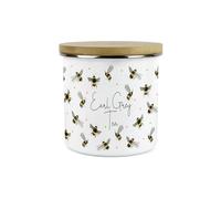 Scattered Bees Earl Grey Tea Canister - Metal/Enamel 1.2L Large Kitchen Storage Container Gift