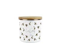 Scattered Bees Earl Grey Tea Canister - White Metal/Enamel Medium 600ml Kitchen Storage Container Gift