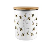 Scattered Bees Plain Flour Canister - Bumblebee Large Enamel Kitchen & Home Baking Storage Container/Gifts for Bee Lovers