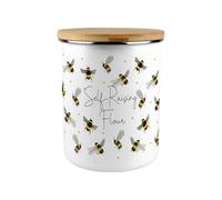 Scattered Bees Self-Raising Flour Canister - Bumblebee Extra Large Enamel Kitchen & Home Baking Storage Container/Gifts for Bee Lovers