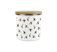 Scattered Bees Storage Canister - Metal/Enamel Large Kitchen & Home Container 1.2L