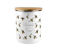 Scattered Bees Wholemeal Flour Canister - Bumblebee Large Enamel Kitchen & Home Baking Storage Container/Gifts for Bee Lovers