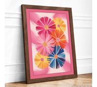 Scattered Blooms Modern Framed Wall Art Print A2 (59.4×42cm) Walnut, Wall Decor for Living Room, Bedroom, Office & Home, Ready to Hang, Art Gift
