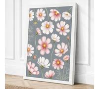 Scattered Daisies Botanical Canvas Wall Art Print 24x16 Inch (61 x 41 cm)