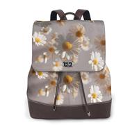 Scattered Daisy Print Leather Women's Backpack Travel Bag Ladies Versatile Small Backpack Business Leisure,One Size