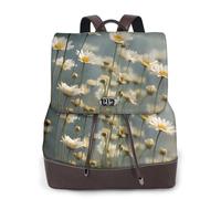 Scattered Daisy Print Leather Women's Backpack Travel Bag Ladies Versatile Small Backpack Business Leisure,One Size