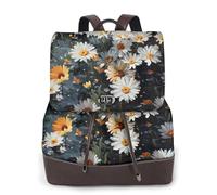 Scattered Daisy Print Leather Women's Backpack Travel Bag Ladies Versatile Small Backpack Business Leisure,One Size