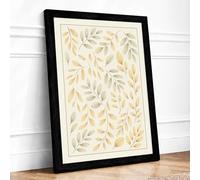 Scattered Foliage Botanical Framed Wall Art Print A1 (84.1×59.4cm) Black, Wall Decor for Living Room, Bedroom, Office & Home, Ready to Hang, Art Gift