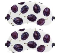 Scattered Fresh Fruit Prints on Plain White Anti-Mite Breathable Fabric Eye Cover with Adjustable Hook-and-Loop Strap