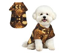 Scattered Gold Coins Breathable Hawaiian Dog Shirt Summer Button Up Top for Small Medium Dogs L