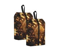 Scattered Gold Coins Water Resistant Travel Shoe Bag with Handle for Suitcase Sneakers Boots Gym 2PCS