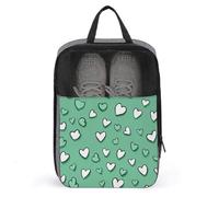 Scattered Green Hearts on Mint Shoe Bag for Travel Daily Use Anti-dust Storage Carrier Golf Shoe Pouch