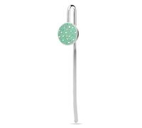 Scattered Green Hearts on Mint Stainless Steel Metal Book Mark Marker, Bookmarks Page Holder with Crystal Glass for School Reader Office Supplies